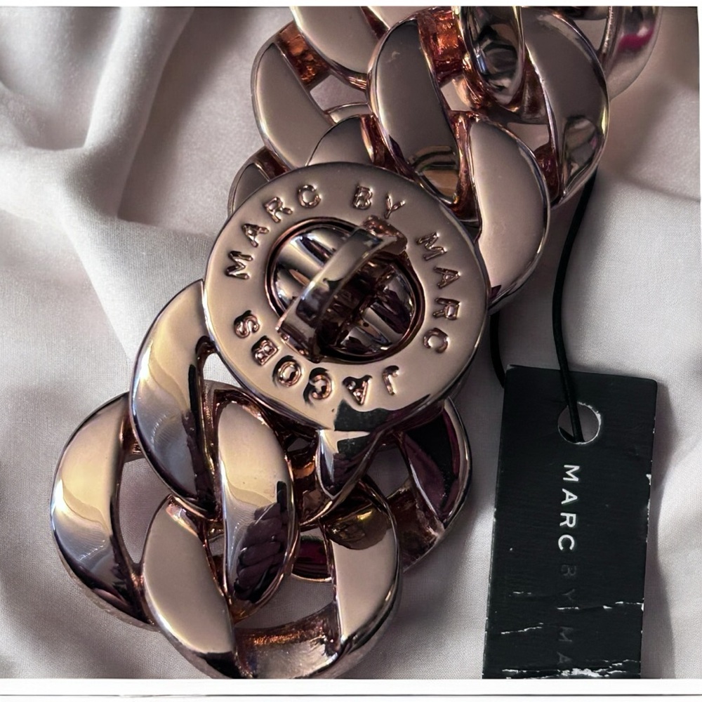 New Marc by Marc Jacobs Rose Gold Bracelet Dust Bag Metal Link Luxury - Picture 4 of 9